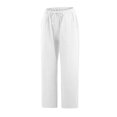 thumbnail image 5 of SDNall Wide Leg Capris for Women Casual Solid Cotton Linen Drawstring Elastic Waist Wide Leg Pants Cropped Trousers Cotton and Linen Capris Pants (White, Sizes S-XXXL), 5 of 9