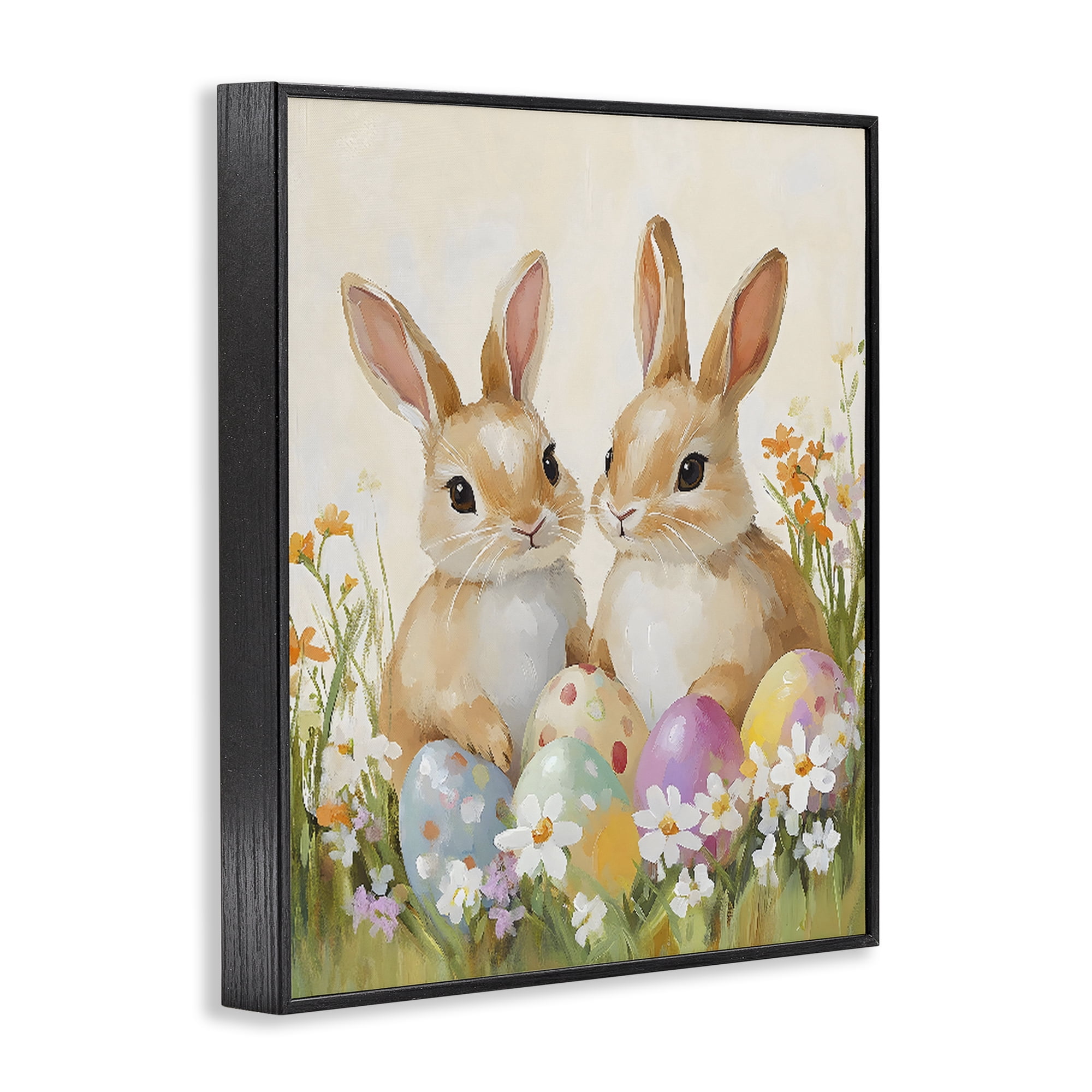 Stupell Industries Bunnies with Painted Easter Eggs Black Framed Giclee Art, design by The Prints Vibe
