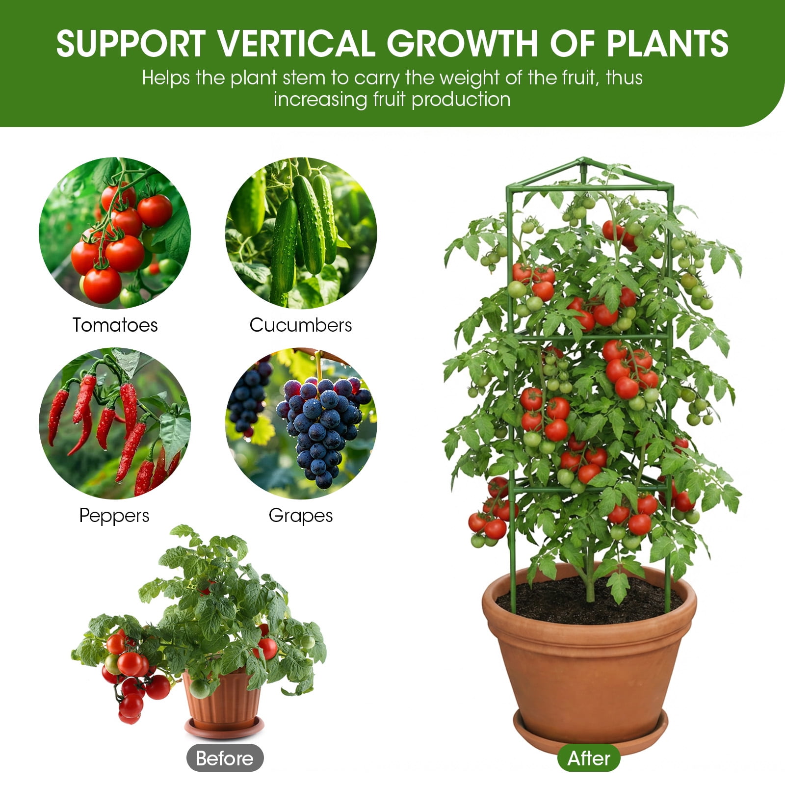 Tomato Cage, 3Pack 50inch Tall Tomato Trellis Triangle Tomato Cages for Garden Climbing Plants, Raised Garden Bed Plant Support Stakes for Garden,Pots, Plant Cages & Supports
