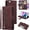 Wine Red, variant on Wallet Case for iPhone 6 6S, Retro 9 Card Slots Zipper Pocket Handbag Case PU Leather Magnetic Closure Kickstand with Wrist Strap TPU Flip Case - Blue