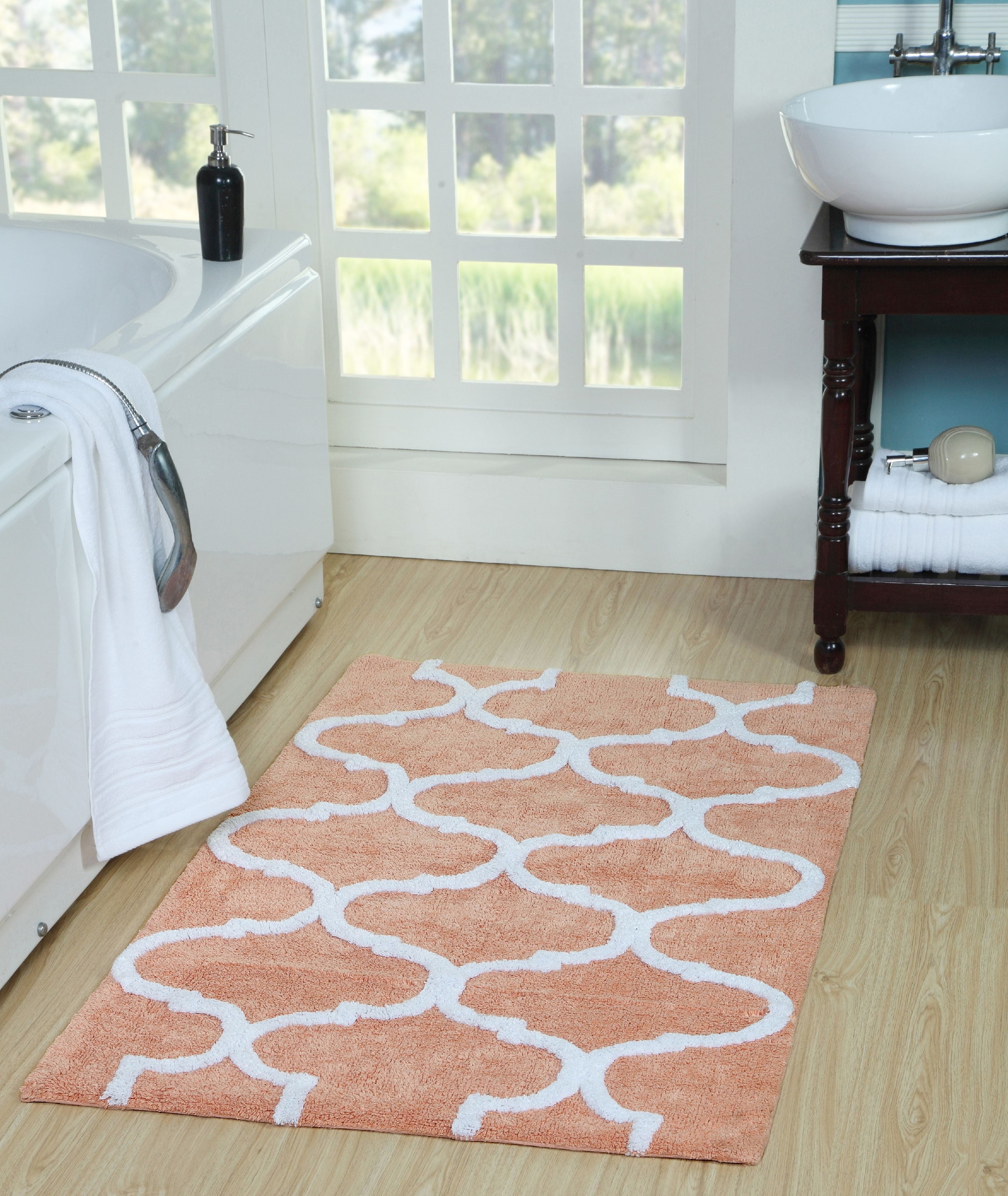 Bath Rug 100 Soft Cotton 180 GSF, Geomatric Pattern