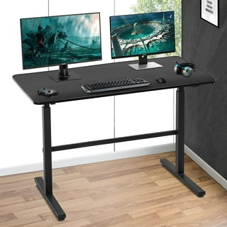 BestOffice Adjustable standing desk, 47-inch computer desk height  converter, laptop sitting and standing desk dual monitors, Black