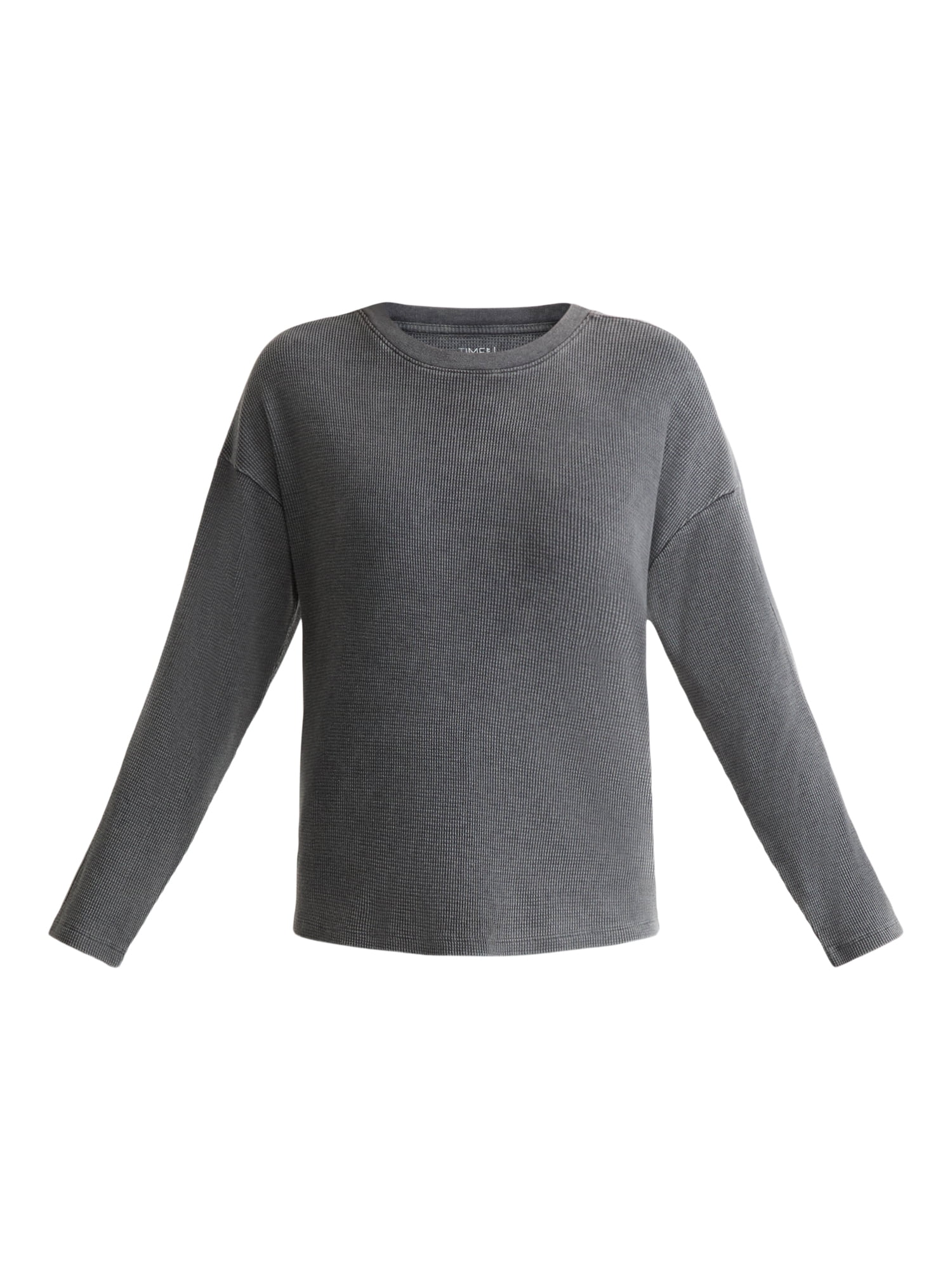Time and Tru Women's Boxy Thermal Tee with Long Sleeves, Sizes XS-XXXL