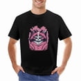 thumbnail image 2 of Cartoon Cat T-shirt Black and pink T-shirt Unisex tees Casual Short sleeve, 2 of 5