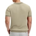 thumbnail image 2 of FEDTOSING Mens Knit Shirts Old Money Textured Short Sleeve V Veck Polo Sweater Summer Casual Shirt, 2 of 5