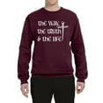 thumbnail image 2 of Wild Bobby The Way, The Truth & The Life Inspirational/Christian Unisex Crewneck Graphic Sweatshirt, Maroon, XX-Large, 2 of 5