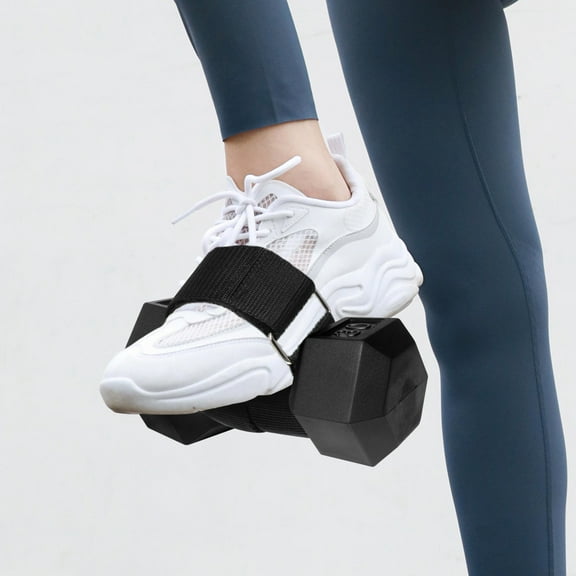 MLINS Black Adjustable Ankle Straps for Dumbbell Foot Attachments with Woven Tape for Workout Use 2 Pcs