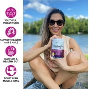 Vitauthority Multi Collagen Peptides Hydrolyzed Protein Powder with Hyaluronic acid & Vitamin C, Pink Lemonade, 9.7 oz