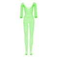 thumbnail image 4 of adviicd Plus Size Fishnet Stockings Bodysuit Bodystocking Lingerie Women Long Sleeve One Piece Mesh Jumpsuit Nightwear Stockings Teddy Underwear Green One Size, 4 of 4