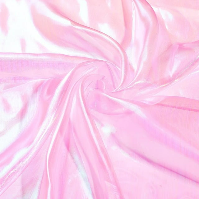 4,3 yardas de tela de gasa rosa, tela de organza, encaje, tela de organza iridiscente, cinta mágica brillante
