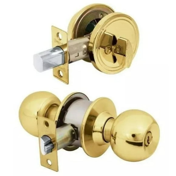 Juego Pomo Cerrojo Cilindro Mariposa Top Forge Latón Brillante Top Forge PF0098