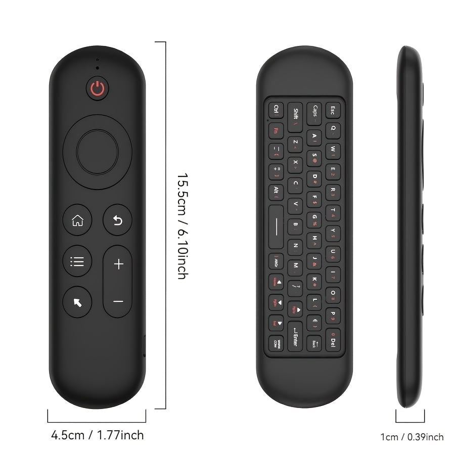 Air Mouse Remote with Keyboard, 2.4G Wireless & Bluetooth Backlit Controller, 7-Color LED, Rechargeable Type-C, IR Learning for Smart TV, Android Box, PC, HTPC