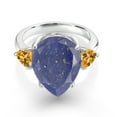 thumbnail image 2 of Gem Stone King 7.82 Ct Pear Shape Blue Lapis Yellow Citrine 925 Sterling Silver Ring (Size 8), 2 of 5
