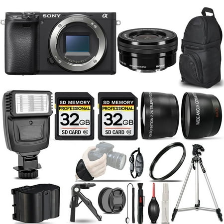 Sony a6400 Mirrorless Camera +16-50mm f/3.5-5.6 OSS Lens +Flash +64GB- Kit
