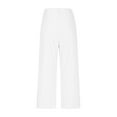 thumbnail image 5 of Capris Pants for Women Solid Color Elastic Waisted Button Cropped Wide Leg Pants with Pocket White M, 5 of 8