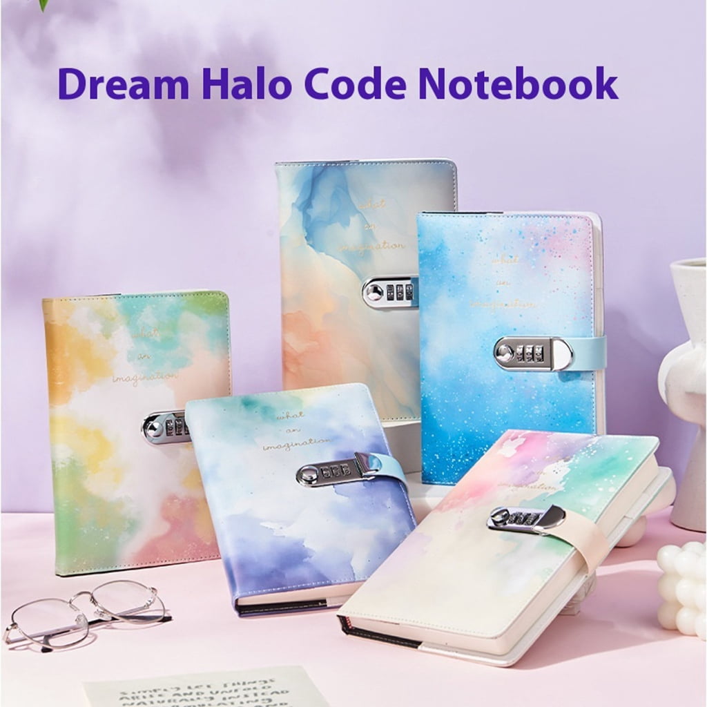 Leather Journal Hardcover Notebook Planner with Combination Lock Password Diary