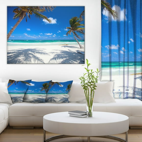 Coconut Palms at Beach - Photo Landscape Canvas Art Print