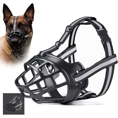 Pacify Dog Muzzles, 2023 Upgraded Reflective Basket Muzzle Breathable Soft Muzzle for Anti-Biting, Barking and Chewing
