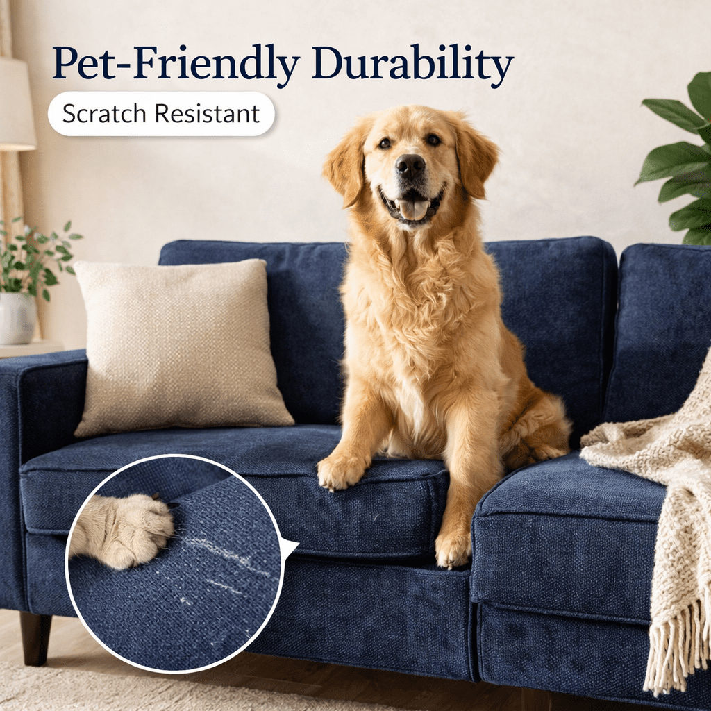Liz Jordan-Hill Chenille Upholstery Fabric by the Yard, Navy Blue Spirit Nightfall, Polyester Blend with Aquaclean Technology, Furniture & Sewing, 3 Yards