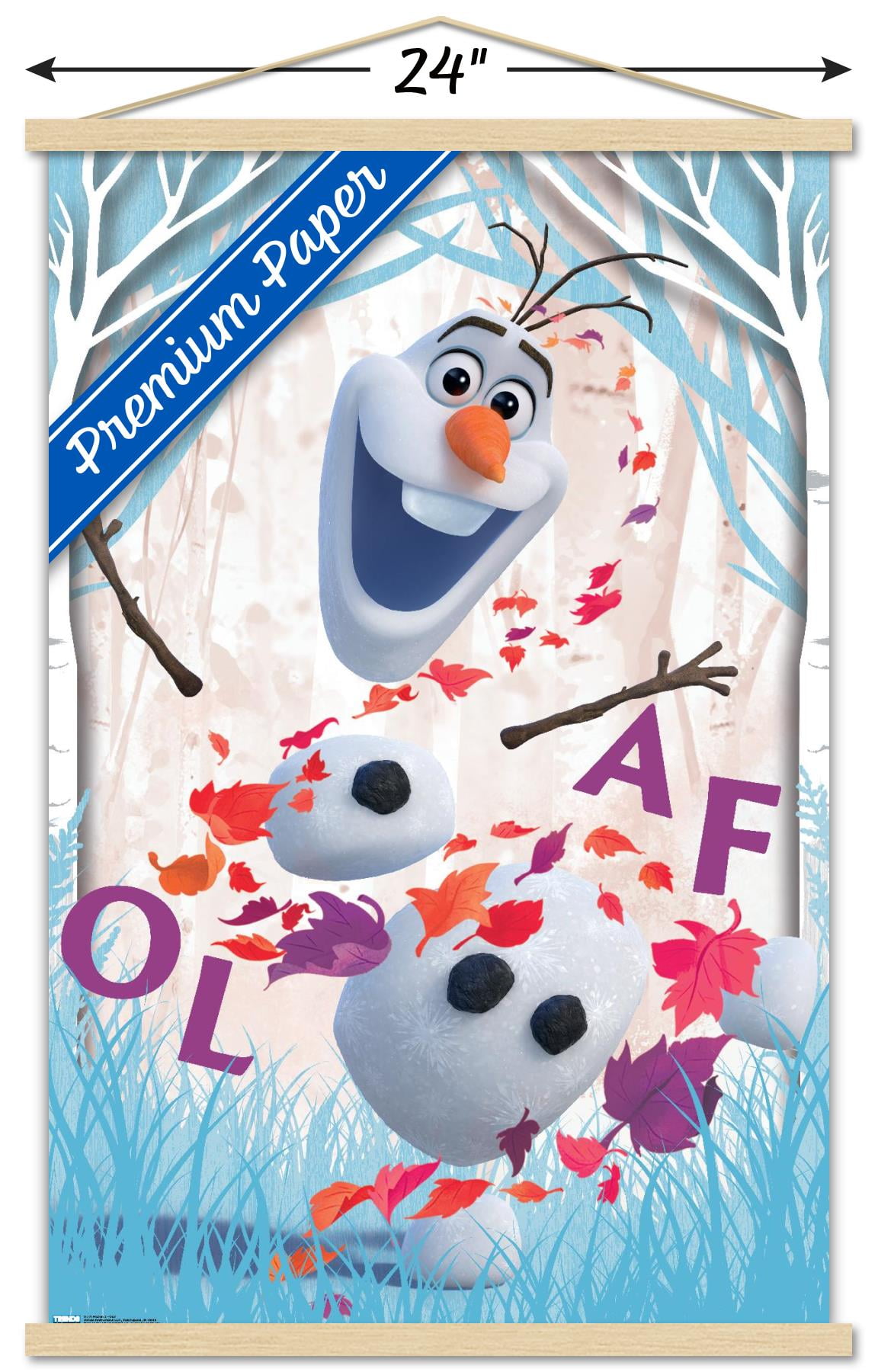 Disney Pixar Frozen 2 - Olaf Wall Poster with Wooden Magnetic Frame, 22.375" x 34"