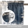 thumbnail image 6 of Navy Blue Grey Kitchen Curtain Valances for Windows Farmhouse Short Curtains, Modern Abstract Art Rustic Rod Pocket Valance Curtain for Bedroom Cafe Living Room 42"x18", 6 of 8