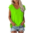 thumbnail image 1 of LUOGENLI T-shirts pour Femmes Mode Été Décontractée Col en V Bas Manches Courtes Couleur Unie Imprimé Ample T-shirts Graphiques Pêche Saint-Valentin Vert P, 1 of 6