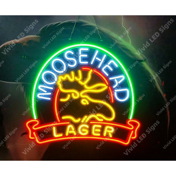 Queen Sense 24"x20" Mooseheads Lager Beer LED Sign Light Neon Signs With Dimmer Party Home Wall Decor Lights W121MLBL-XLED