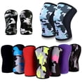 thumbnail image 4 of 1 Pair Neoprene Knee Sleeves for Weightlifting Compression Knee Brace Support for Squats Crossfit Training Workout Deadlift (Black with Logo,M), 4 of 7