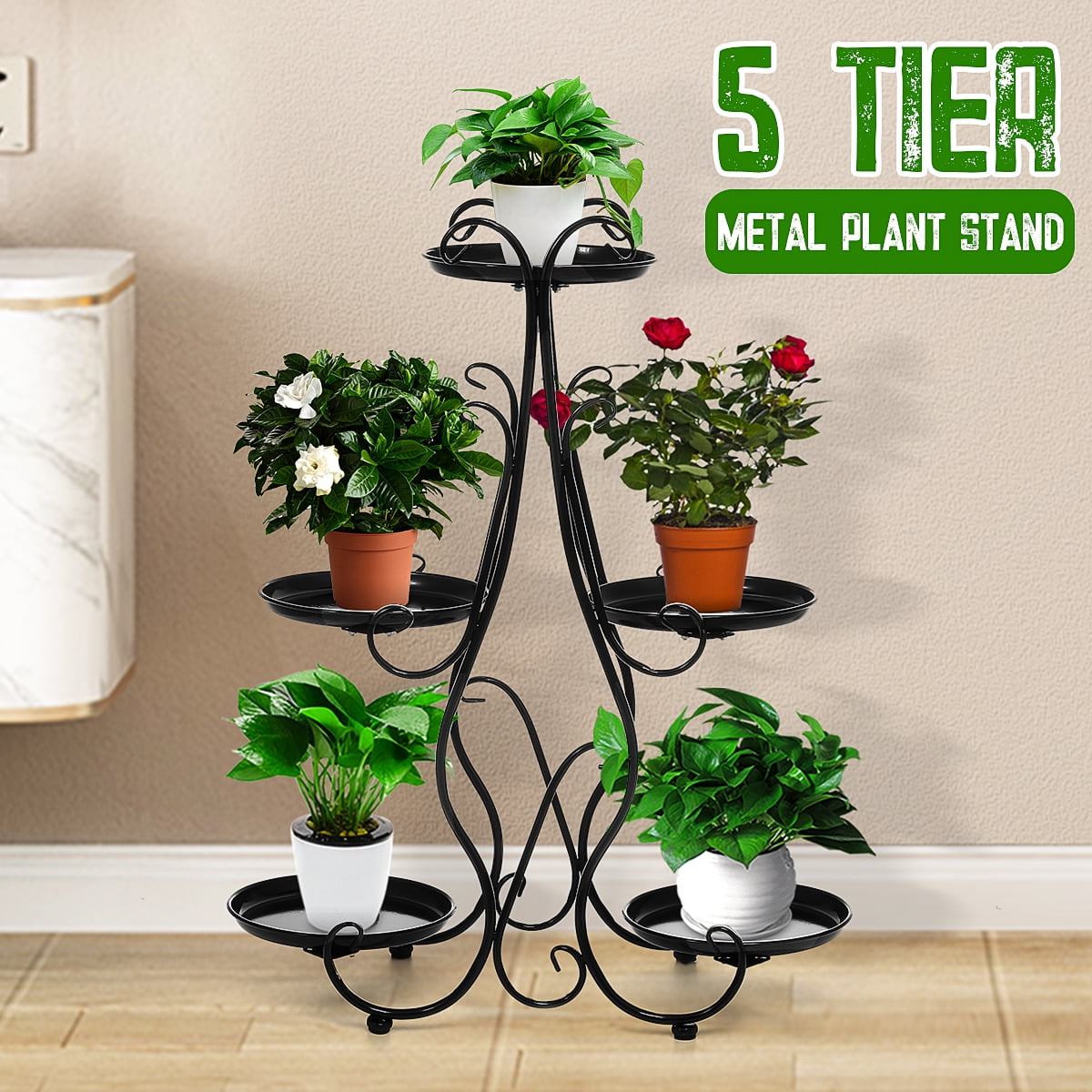 Tier Metal Shelf Plant Stand Wrought Iron Plants Stand Outdoor Metal ...