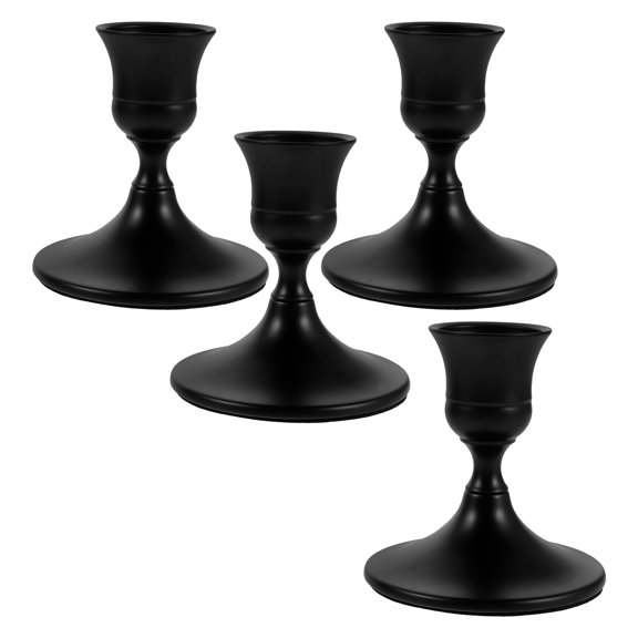 Luxshiny Set of 4 Black Metal Candlestick Holders for Tabletop and Mantel Decoration, Versatile Home