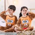 thumbnail image 1 of Conjunto de Pijama de franela para niños y niñas, bonito conjunto de invierno con dibujos animados, ropa cálida para el hogar y Navidad, 1 of 4