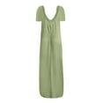 thumbnail image 4 of UPPADA Women's Wedding Guest Evening Party Maxi Dress Plus Size Cocktail Dresses V Neck A-Line Elastic High Waist Dress Pleated Chiffon Maxi Plus Size Formal Dresses Green,XXXXL, 4 of 6