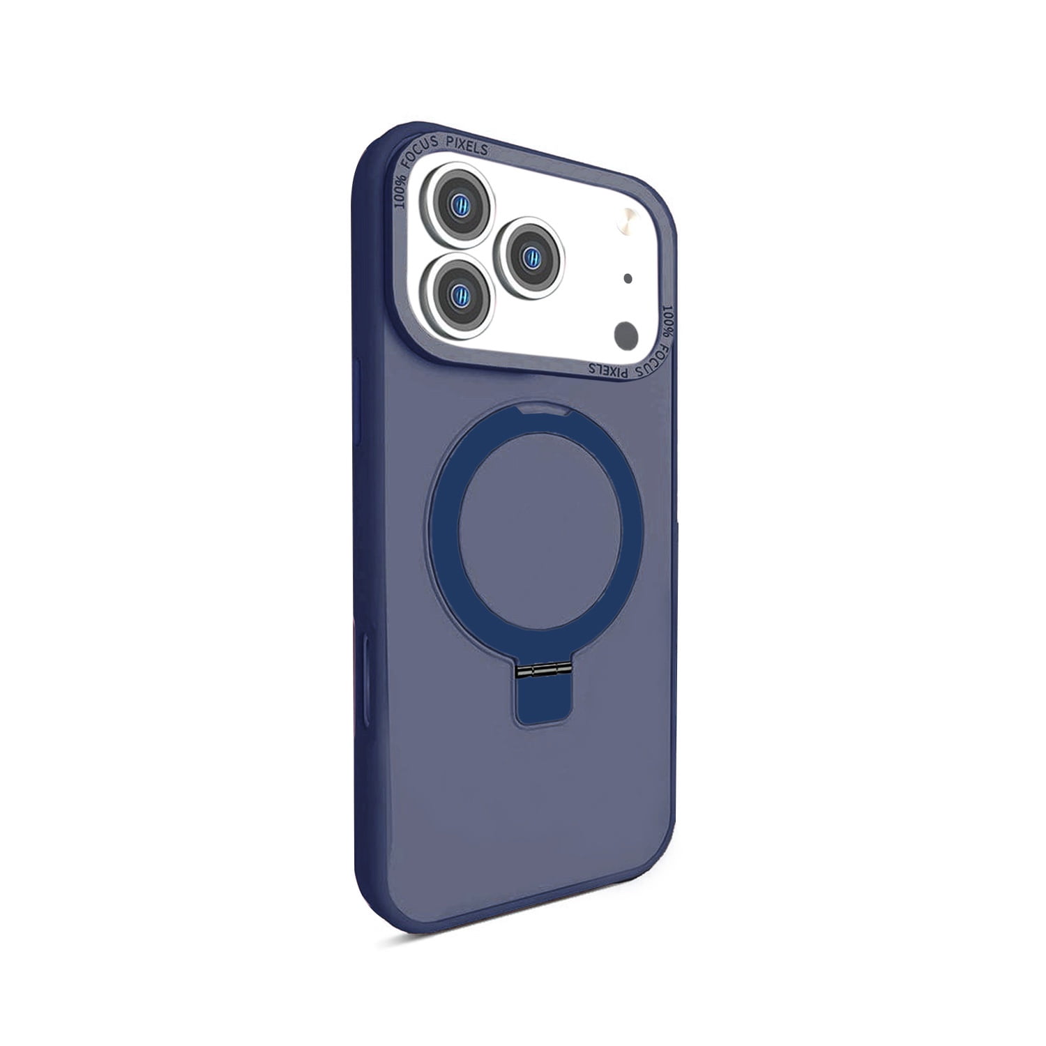 Carbon Fiber Protective Case with Kickstand & Wireless Charging for iPhone 17 Pro Max - Dark Blue