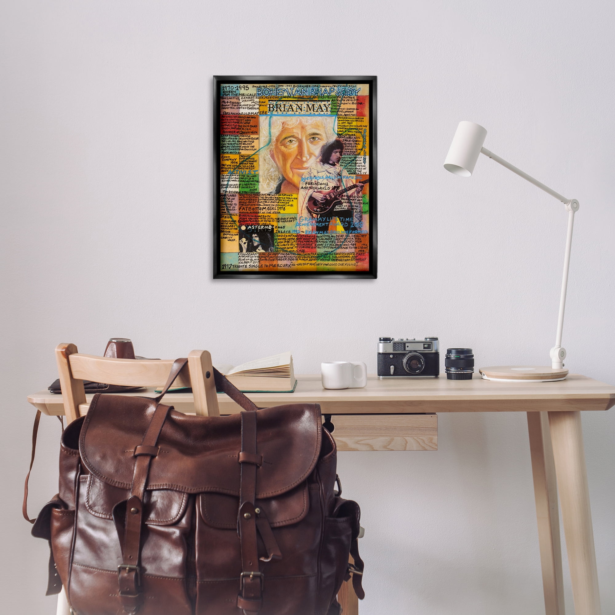 Stupell Industries Brian May Collage People Drawing Black Floater Framed Canvas Art Print Wall Art, 25 x 31