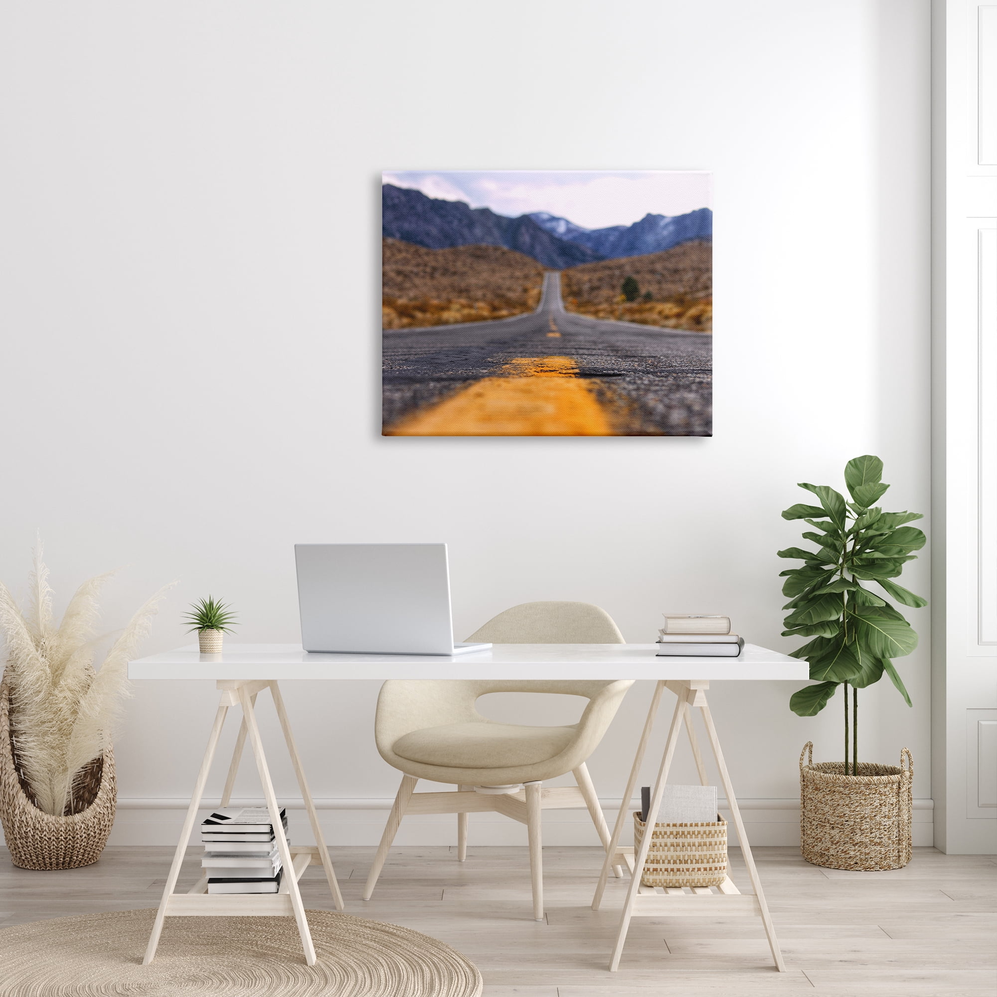 Stupell Industries Rural Ground View Country Highway Road Distant Peaks Photograph Gallery Wrapped Canvas Print Wall Art, Design by Jeff Poe