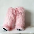 thumbnail image 2 of Gegefur Women's Furry Fluffy Boot Faux Fur Long Snow Boot Knee High Boots Warm Comfortable Outdoor Flat Shoes, 2 of 5