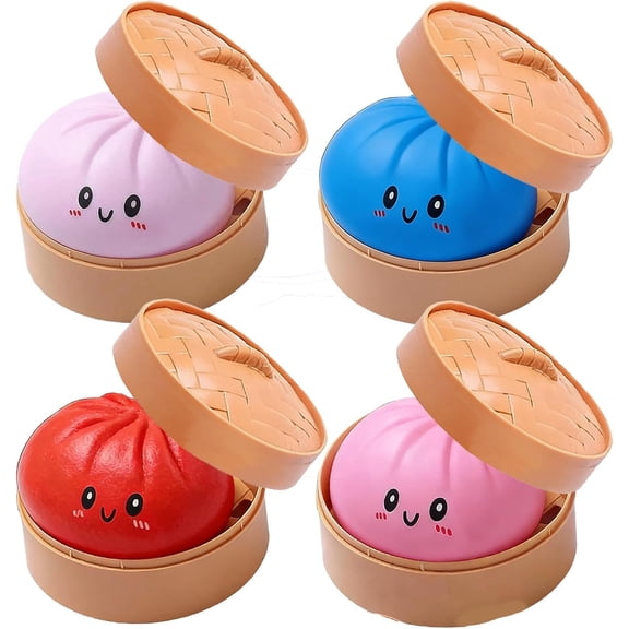 Giant Dumpling Squishy, 4 Inch Jumbo Dumpling Stress Ball, Rainbow Mystery Squishy Bun, Soft Squeeze Decompression Dough for Adults, Anxiety Relief Fidget