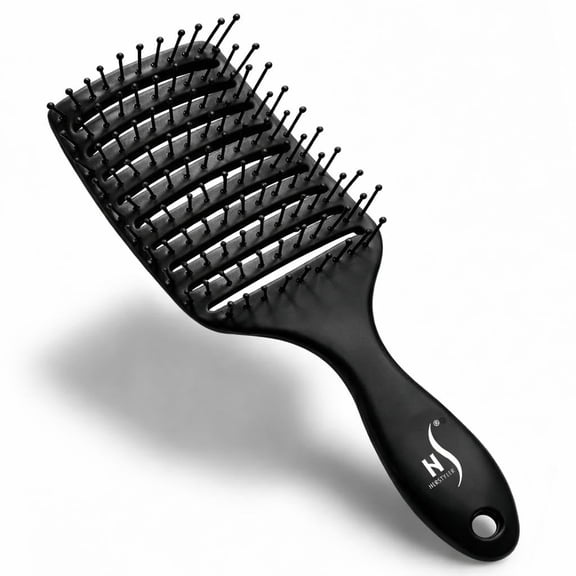 ACDANC Vent Brush for Hair-Detangler for Faster Blow Drying-Black|Curved Paddle Brush for Thick,Curly Or Wavy Hair-Vented Hair Brush-Suits Both Men and Women-Wet and Dry Use