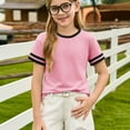 thumbnail image 5 of Xyxonk Girls Tops Kids Casual Crew Neck Shirt 2025 Golf Tees Summer Short Sleeve Solid Color Outfits 1-15 years, 5 of 7