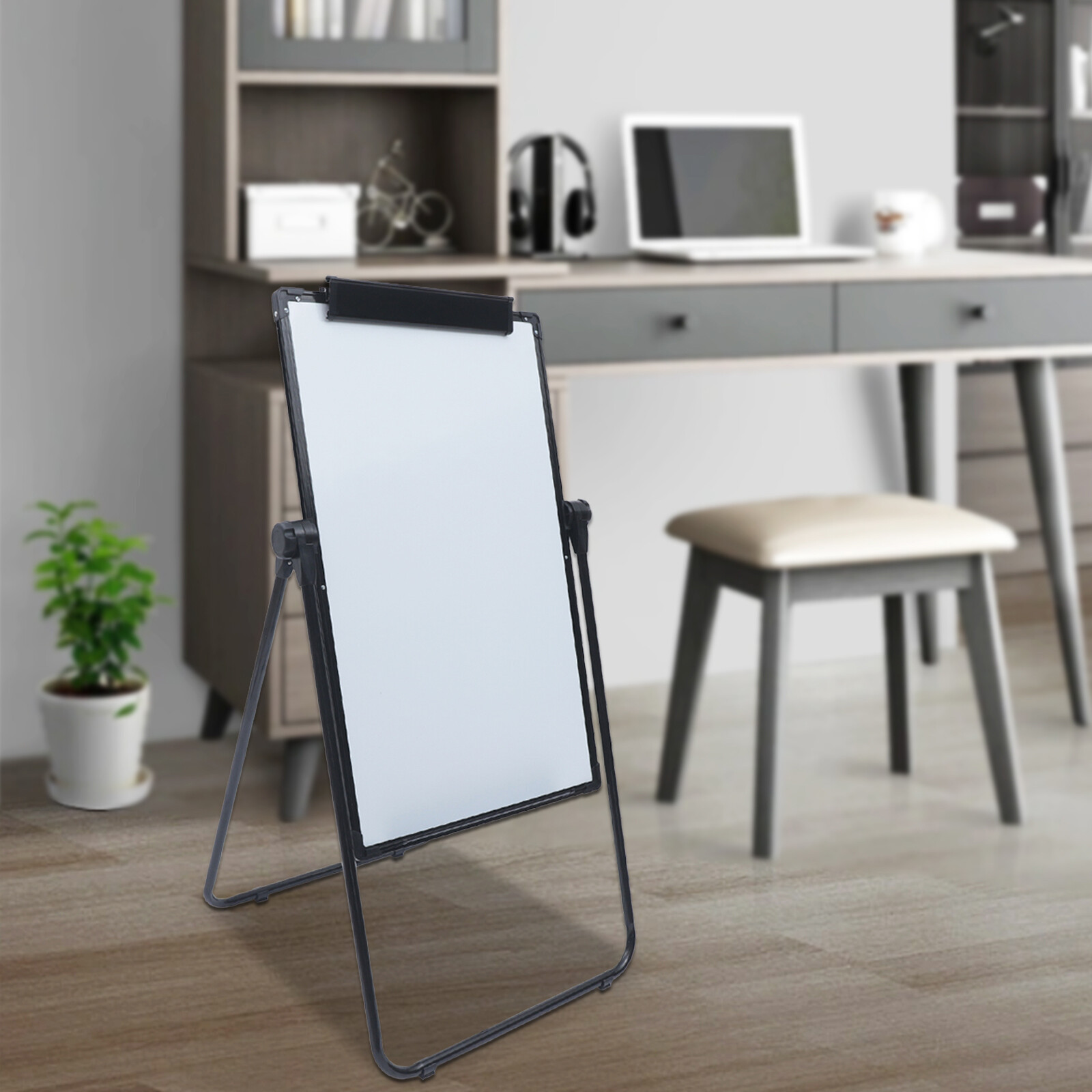 35*24" Double Sided Board Magnetic Dry Erase White Board Adjustable Freestanding