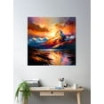 thumbnail image 2 of Landscape Art: Mountain River At Sunset | Scenery Artwork Poster Wall Art, Modern Wall Decor, 30x30 UNFRAMED, 2 of 3
