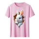 thumbnail image 4 of Tops de Cuello Alto para las Mujeres Amante Impreso Camiseta Cuello Redondo Manga Corta, Poliéster Spandex, 4 of 7