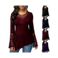thumbnail image 5 of Gvmfive Women Lace Long Sleeve Asymmetric Tops Blouse, 5 of 5