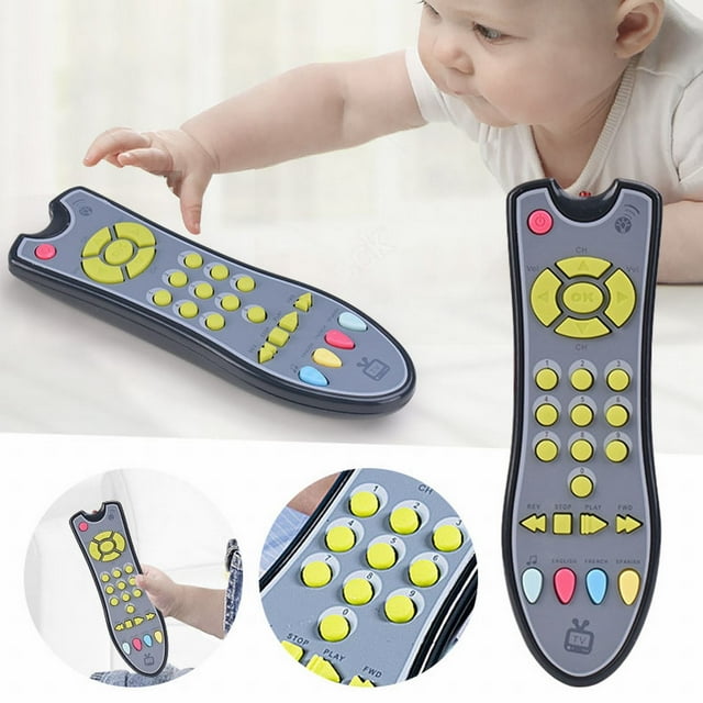 Hbdhejl Jouet Télécommande pour Bébé avec Lumière Son Réaliste Jouet Télécommande pour Tout-Petits avec Volume Réglable Jouet Éducatif Musical pour Enfant avec Anglais Français Espagnol pour Garçon