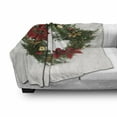 thumbnail image 3 of Christmas Soft Flannel Fleece Throw Blanket, Floral Wreath Cultural Design Poinsettia Blossoms Holly Pine Cone and Branches, Cozy Plush for Indoor and Outdoor Use, 70" x 90", Multicolor, by Ambesonne, 3 of 6