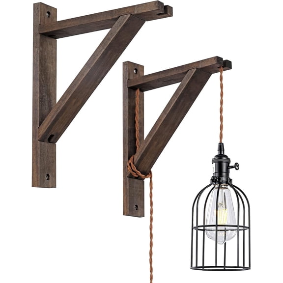 KEESFU 2-pack Wood Triangle Wall Mount Bracket for Shelf, Lights, Planters, DIY Decor