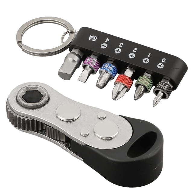 Ensemble de Tournevis à Cliquet Mini 7 Pcs Robuste et Fiable avec Clé Volante