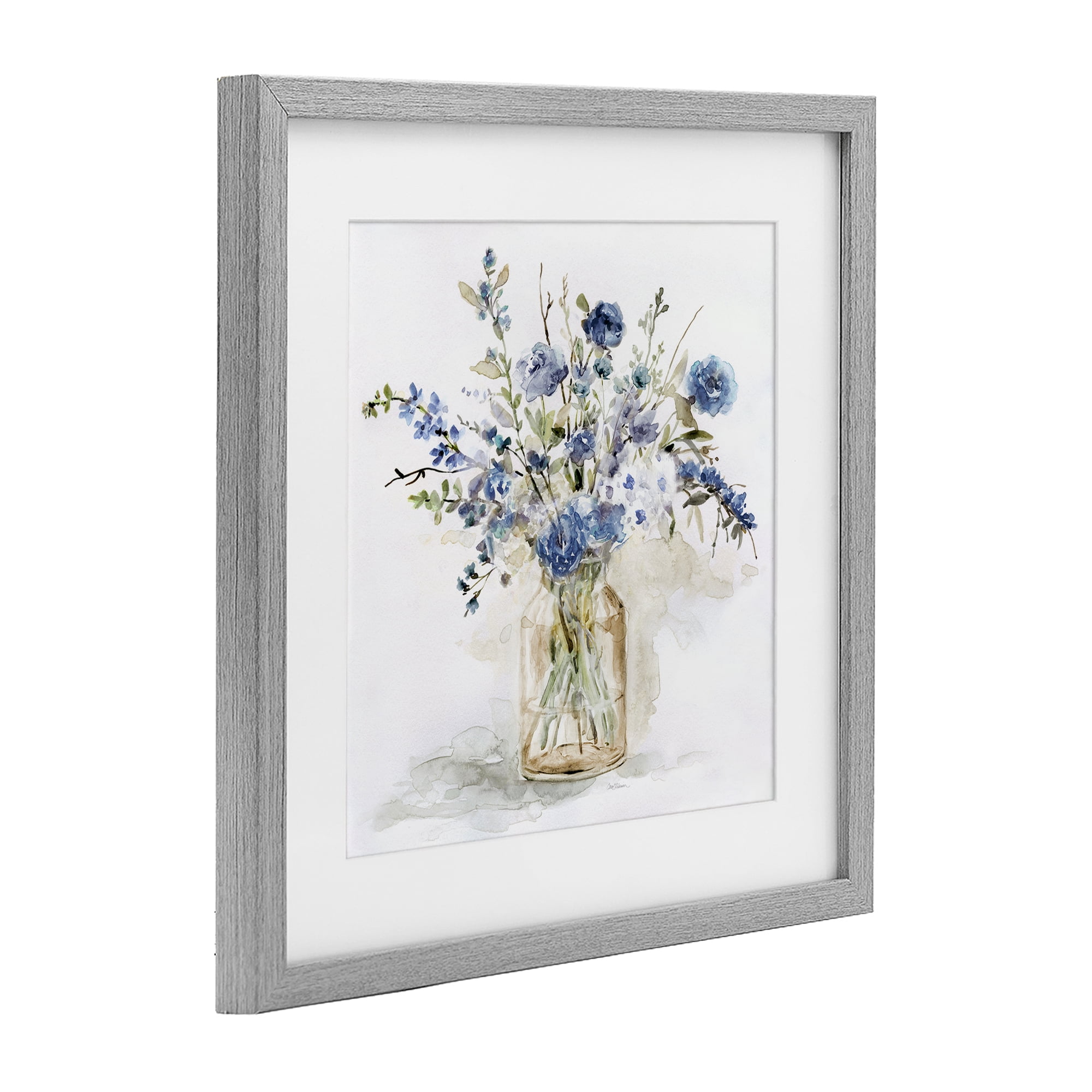Stupell Industries Spring Floral Dollops Gray Framed Print Under Glass, design by Carol Robinson