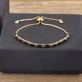 thumbnail image 5 of Gold-Tone Cubic Zirconia Rectangle Micro Pave Smooth Slider Bracelet Black T120, 5 of 5