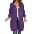 thumbnail image 2 of WIZUTIZ Women's Solid Color Oversized Zip Up Hoodie Long Coat Long Sleeve Pockets Loose Fit Casual Winter Warm Sweatshirt Outerwear, 2 of 7